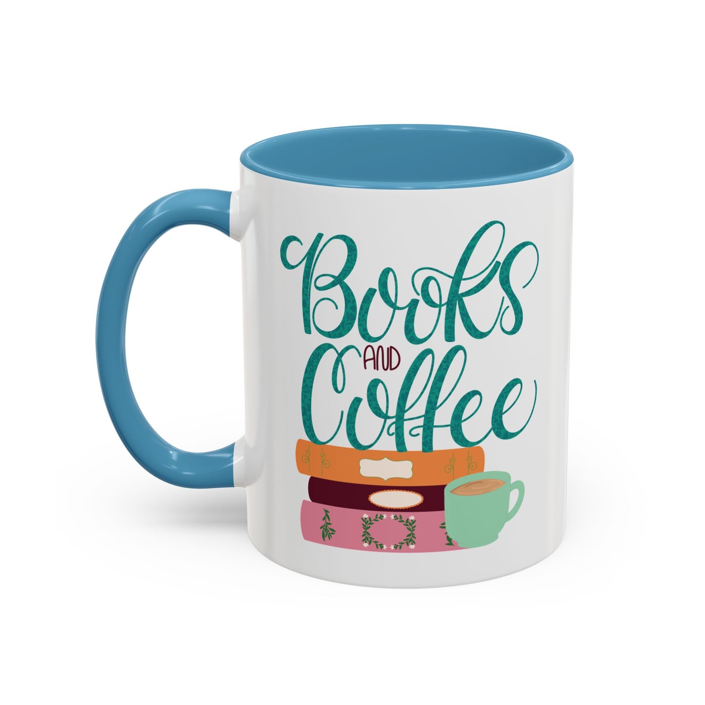 Books and Coffee Mug | 11 oz & 15 oz Ceramic Cup | Cozy Gift for Book Lovers