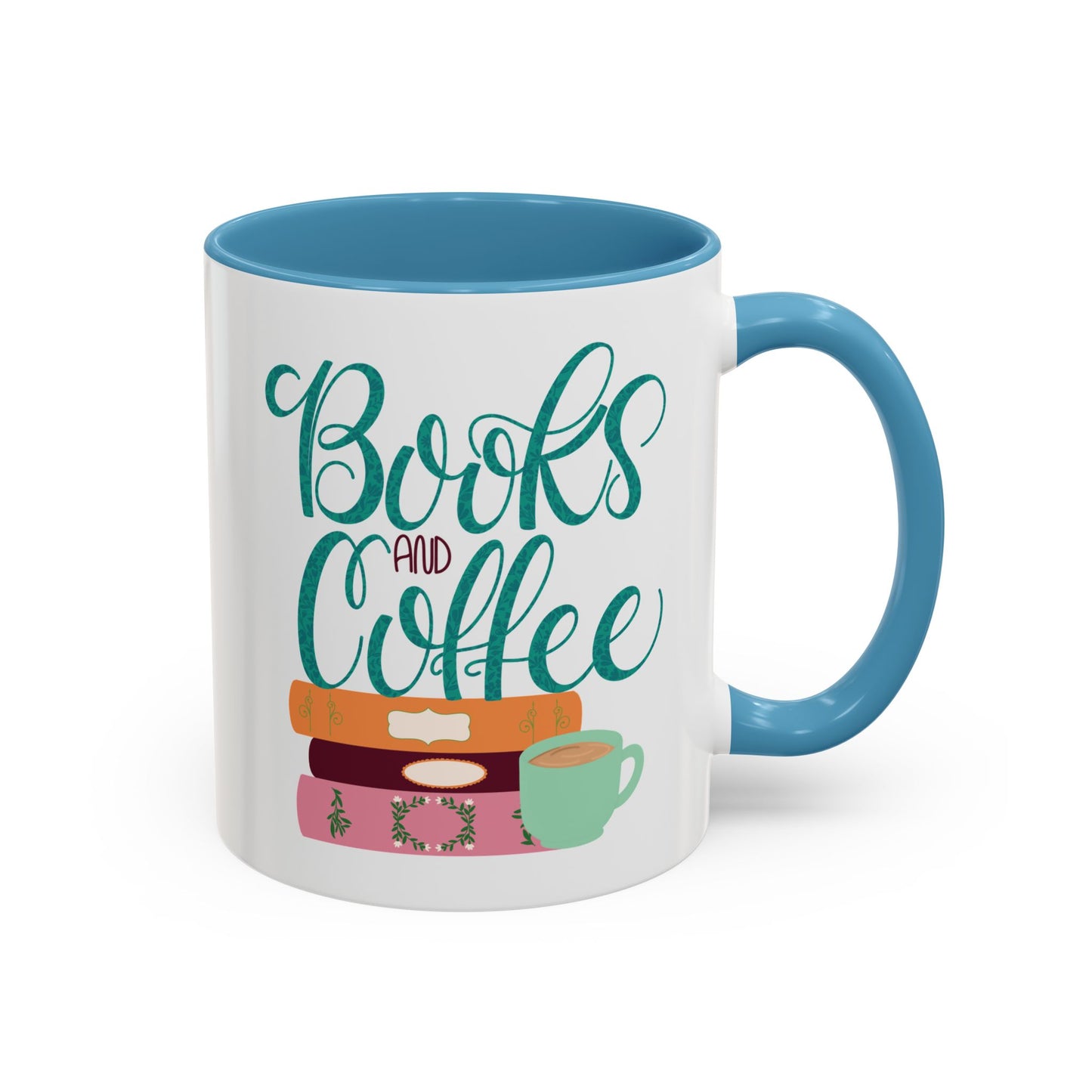 Books and Coffee Mug | 11 oz & 15 oz Ceramic Cup | Cozy Gift for Book Lovers