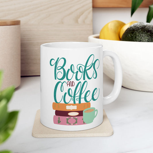Books and Coffee Mug | Cozy Book Lover Gift | Reading and Coffee Cup