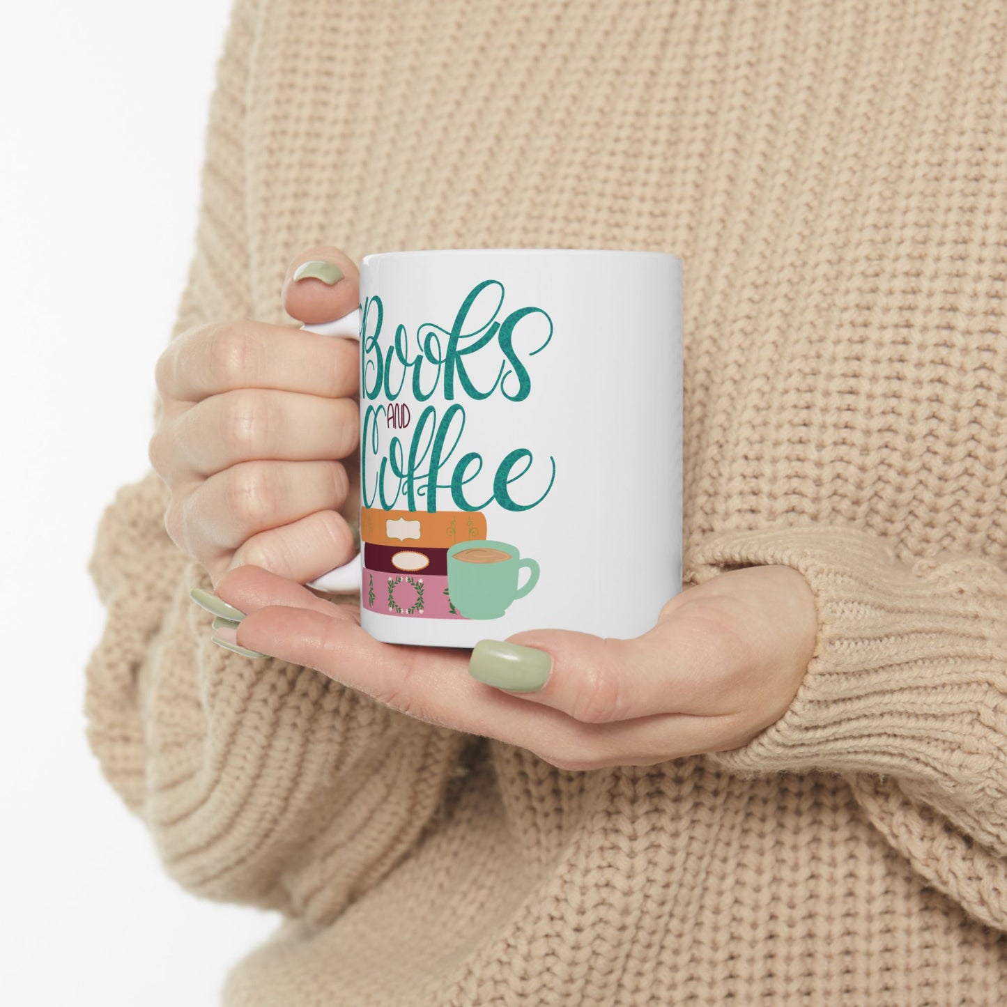Books and Coffee Mug | Cozy Book Lover Gift | Reading and Coffee Cup