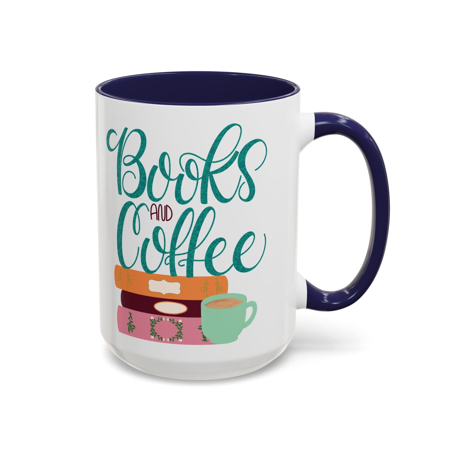 Books and Coffee Mug | 11 oz & 15 oz Ceramic Cup | Cozy Gift for Book Lovers