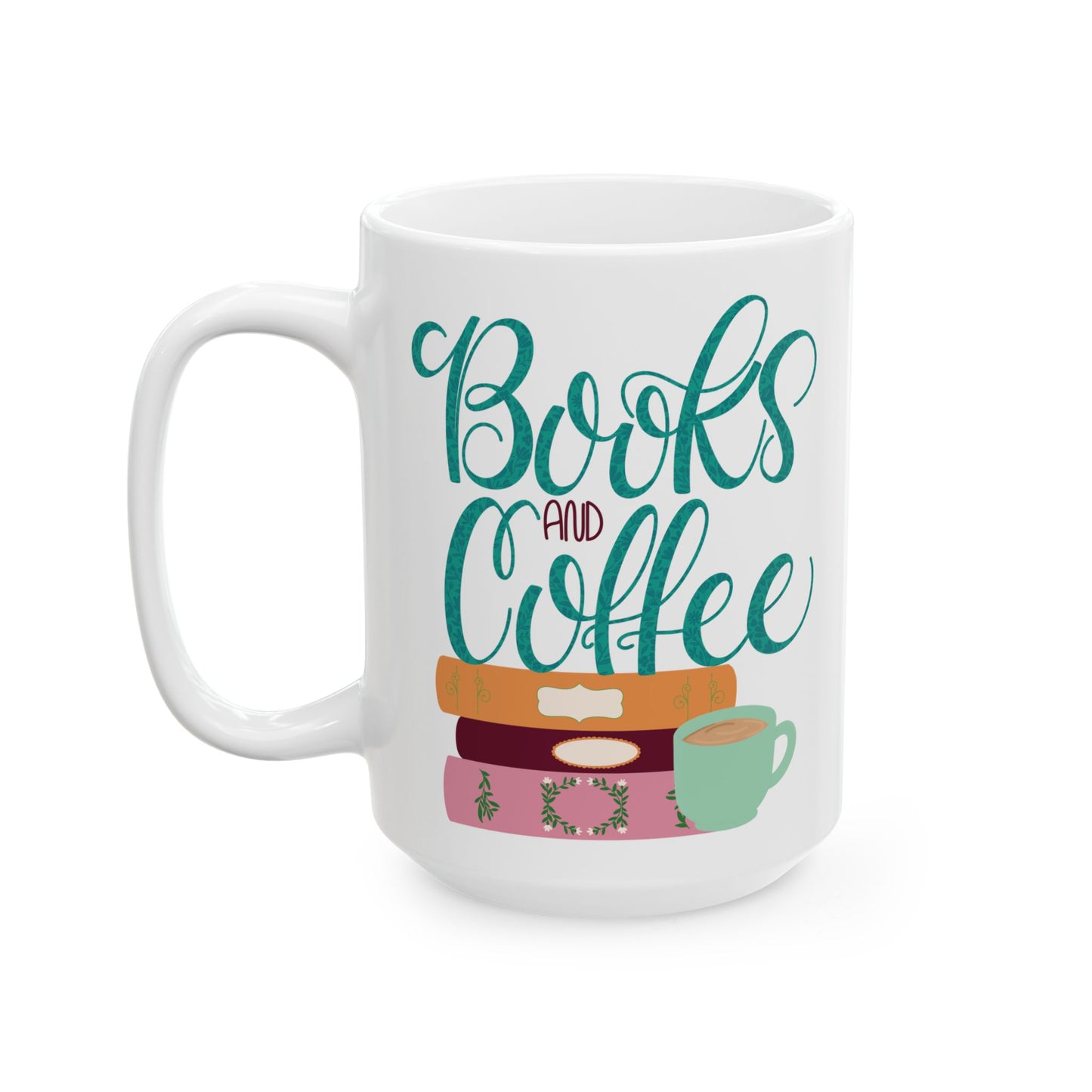 Books and Coffee Mug | Cozy Book Lover Gift | Reading and Coffee Cup