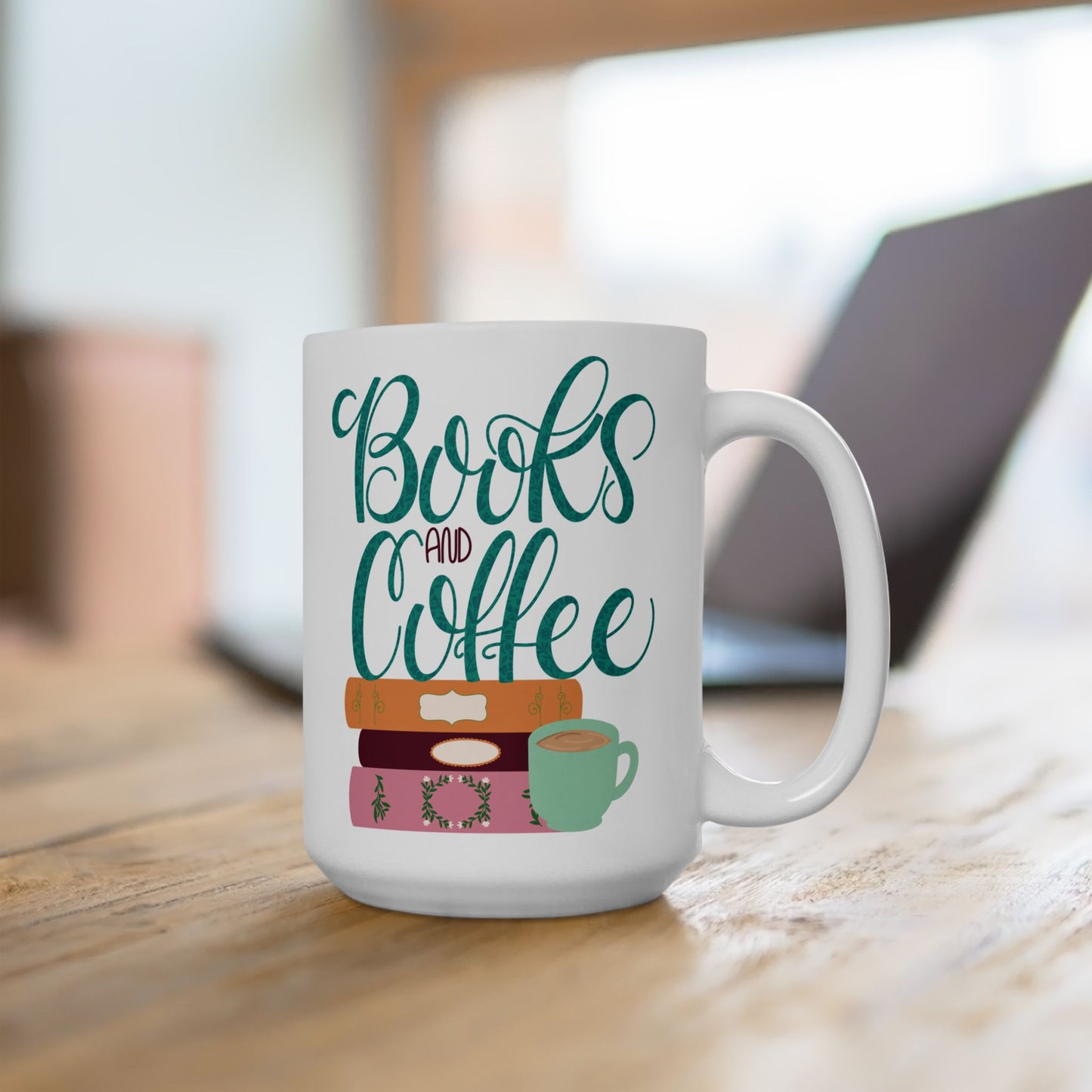 Books and Coffee Mug | Cozy Book Lover Gift | Reading and Coffee Cup