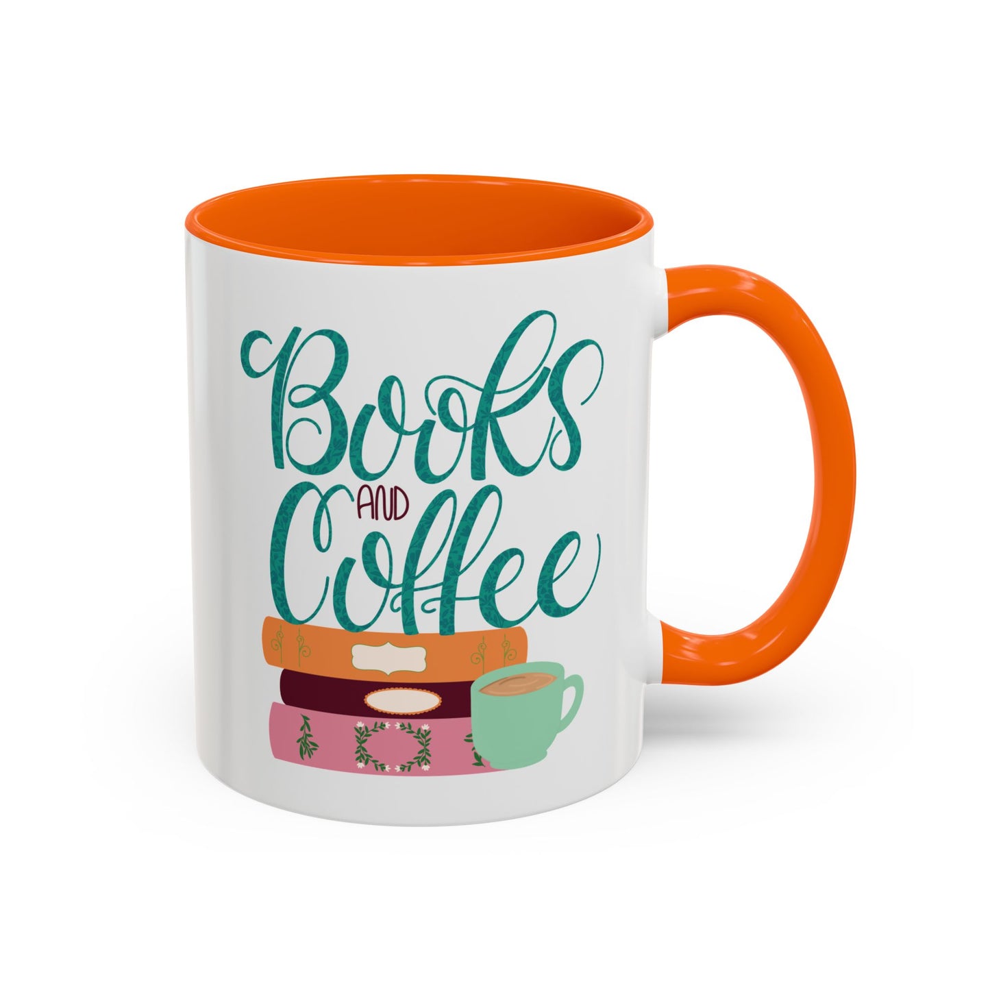 Books and Coffee Mug | 11 oz & 15 oz Ceramic Cup | Cozy Gift for Book Lovers