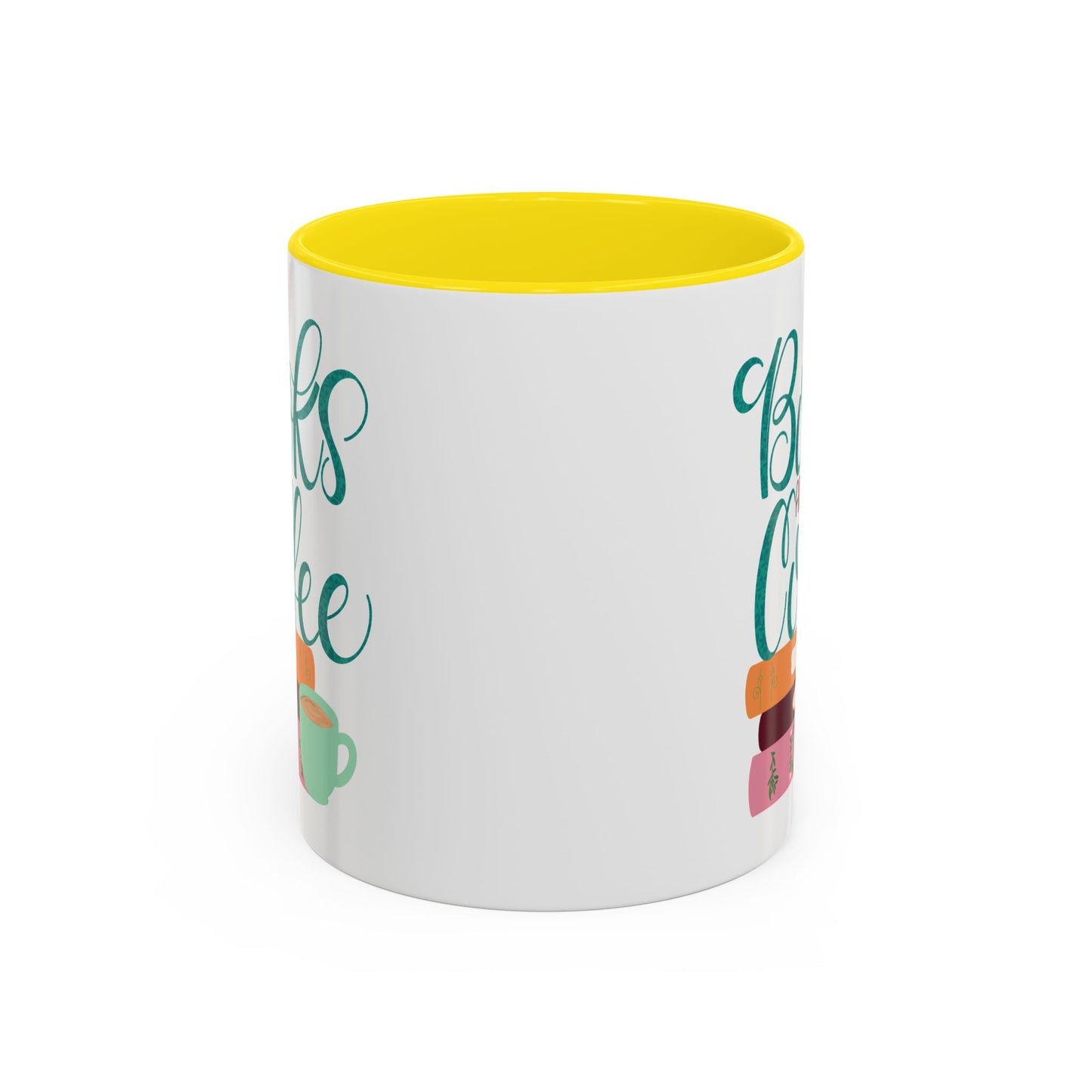 Books and Coffee Mug | 11 oz & 15 oz Ceramic Cup | Cozy Gift for Book Lovers