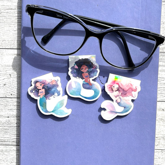 Mermaid Magnetic Bookmarks – Holographic Fantasy Book Accessories