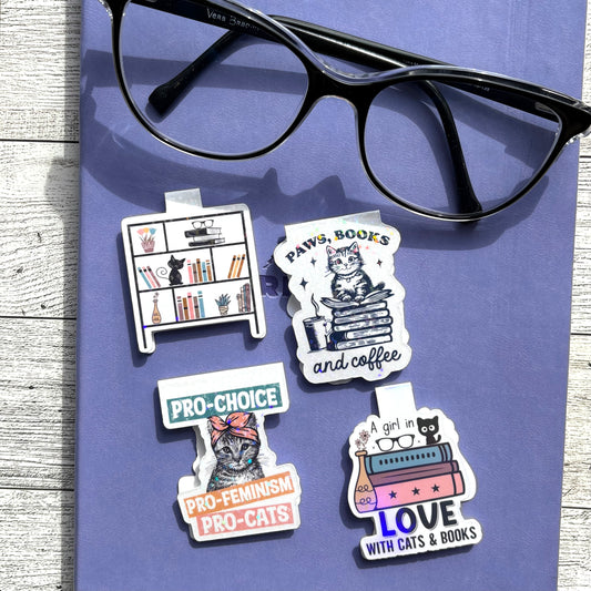 Cat-Themed Magnetic Bookmarks – 7 Designs for Book Lovers