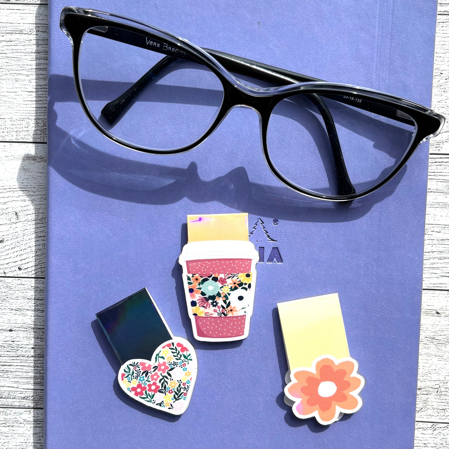 Floral Magnetic Bookmarks – Heart, Coffee Cup & Flower Designs