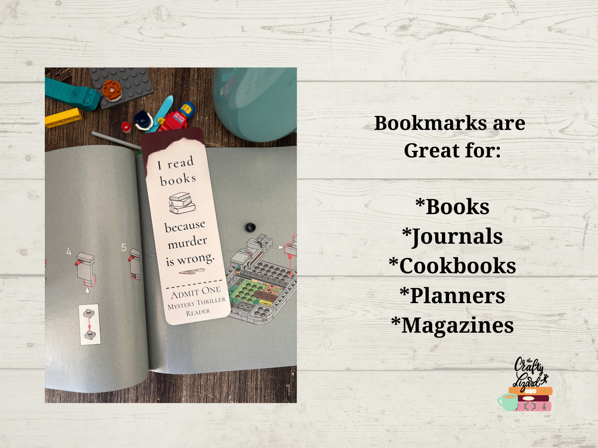 I Read Books Because Murder Is Wrong Bookmark | Mystery Thriller Reader Bookmark | Funny Bookish Gift