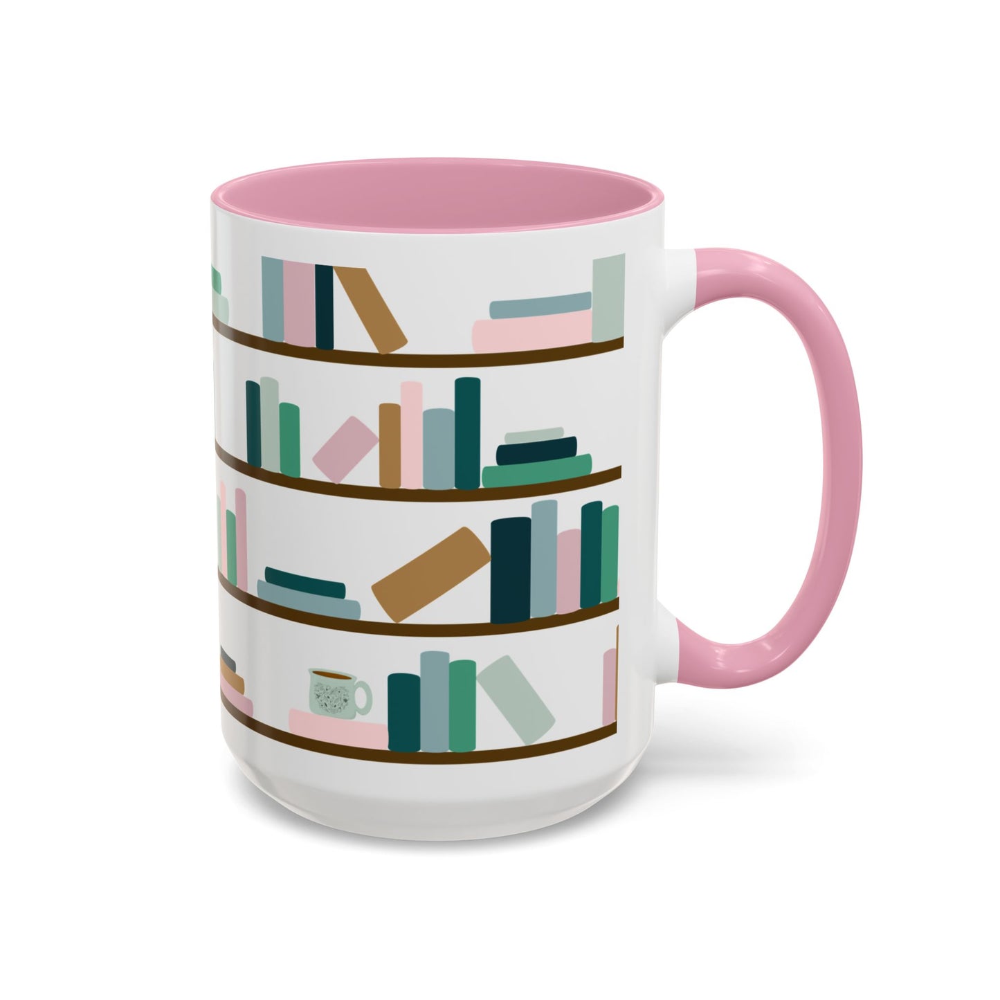 Bookshelf Mug – Two-Tone Ceramic Book Lover Coffee Mug | Cozy Reading Gift