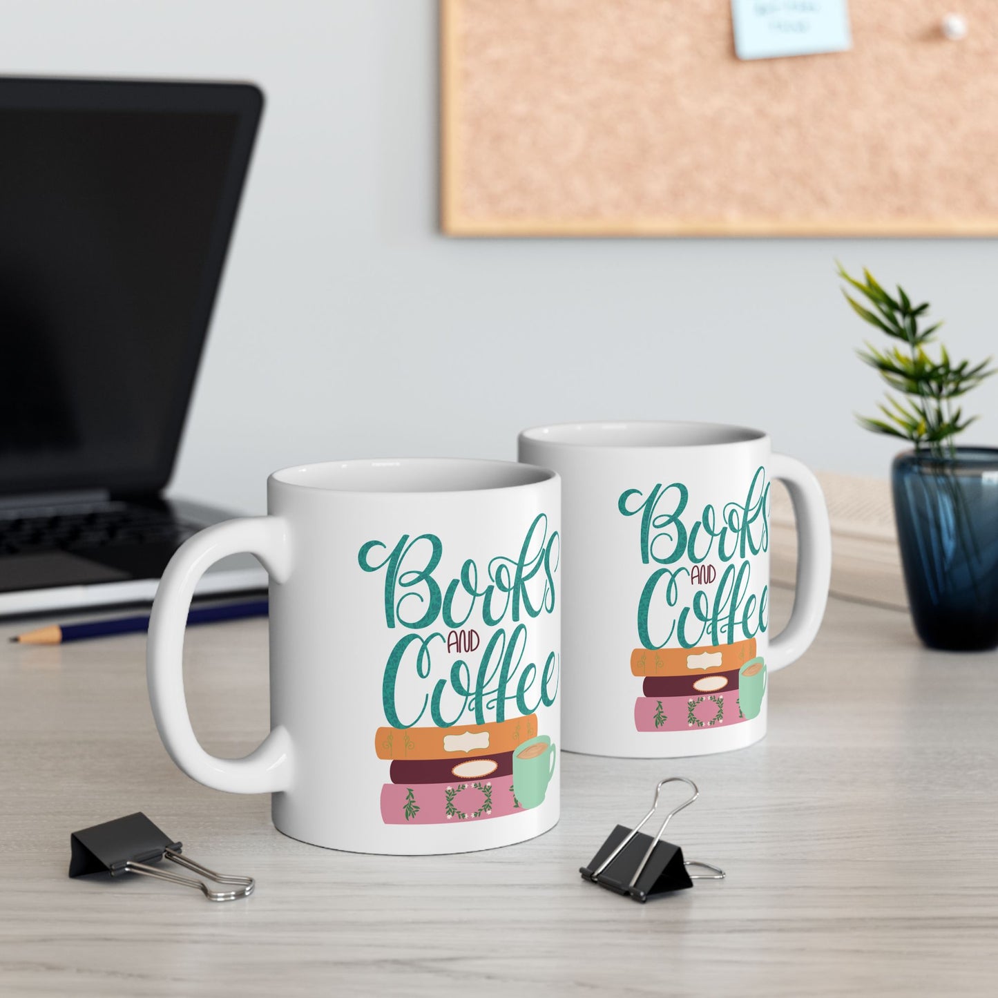 Books and Coffee Mug | Cozy Book Lover Gift | Reading and Coffee Cup