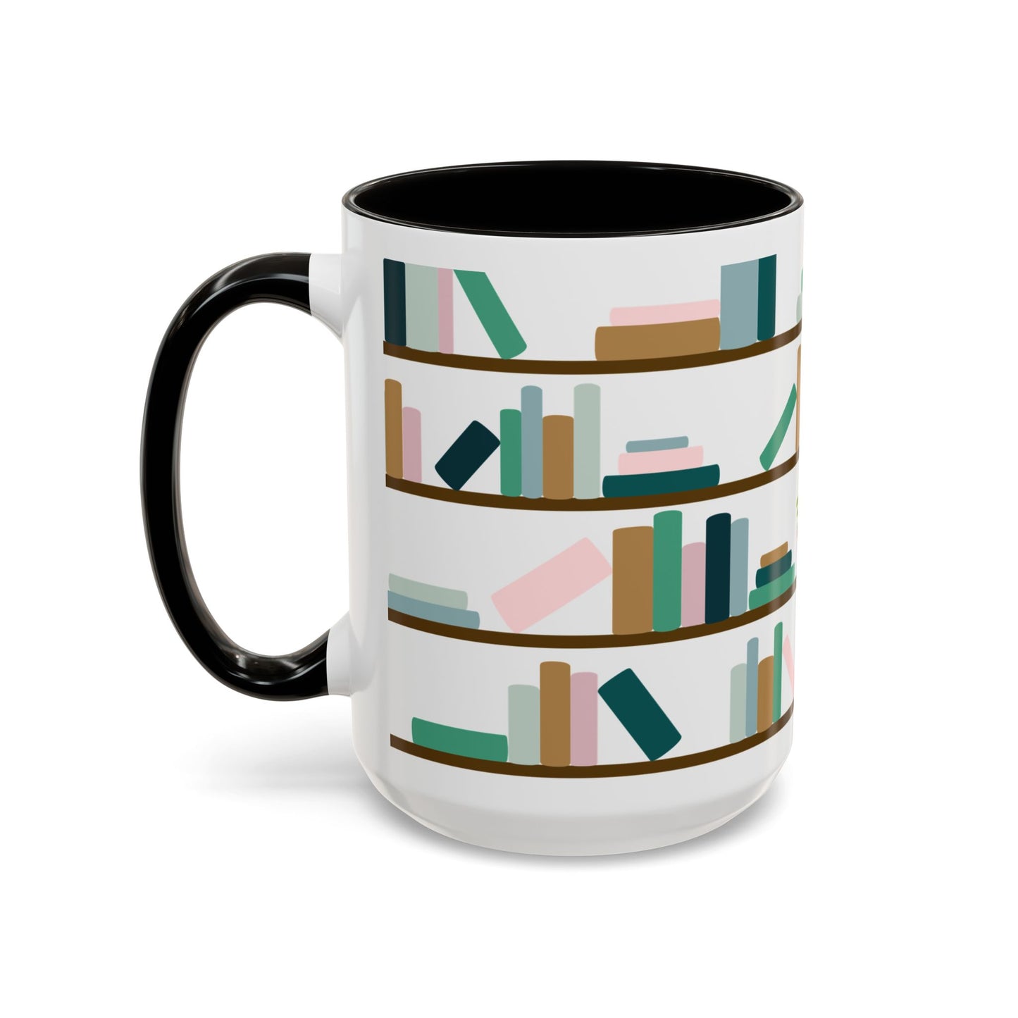 Bookshelf Mug – Two-Tone Ceramic Book Lover Coffee Mug | Cozy Reading Gift