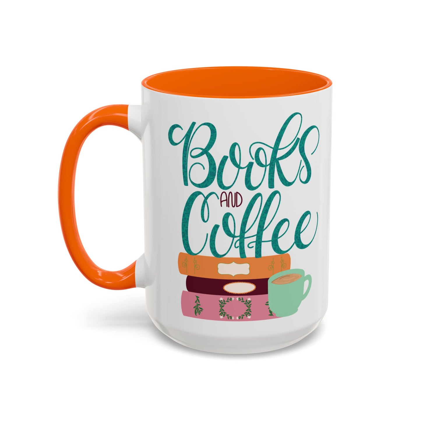 Books and Coffee Mug | 11 oz & 15 oz Ceramic Cup | Cozy Gift for Book Lovers