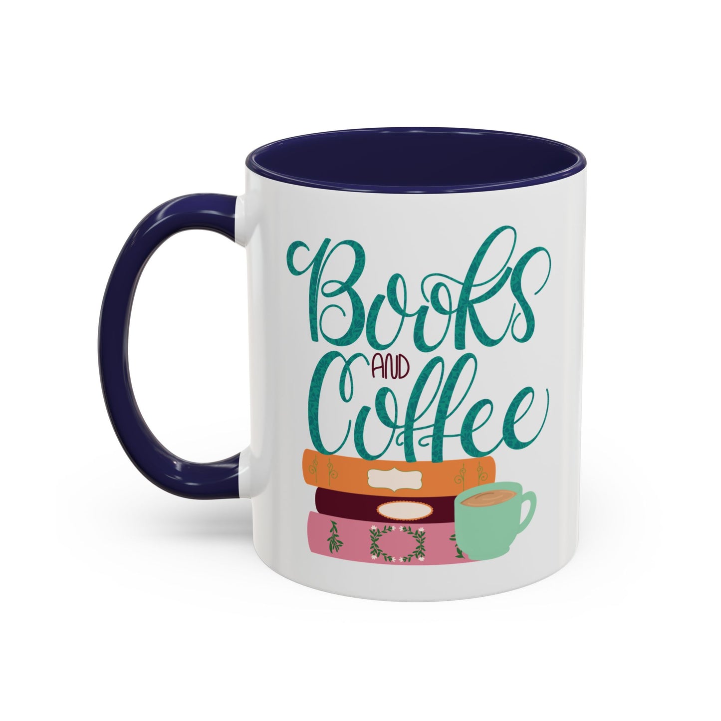 Books and Coffee Mug | 11 oz & 15 oz Ceramic Cup | Cozy Gift for Book Lovers