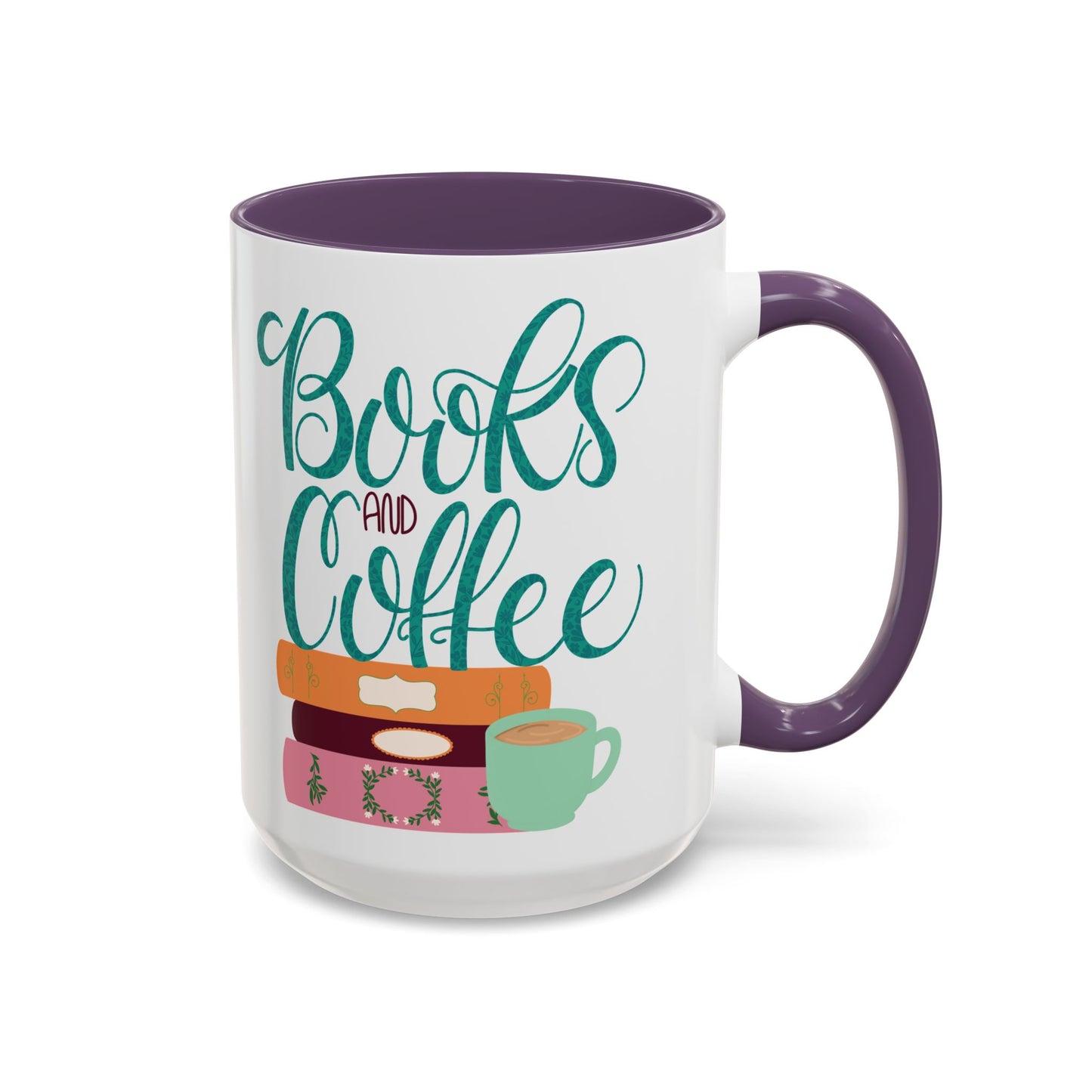 Books and Coffee Mug | 11 oz & 15 oz Ceramic Cup | Cozy Gift for Book Lovers