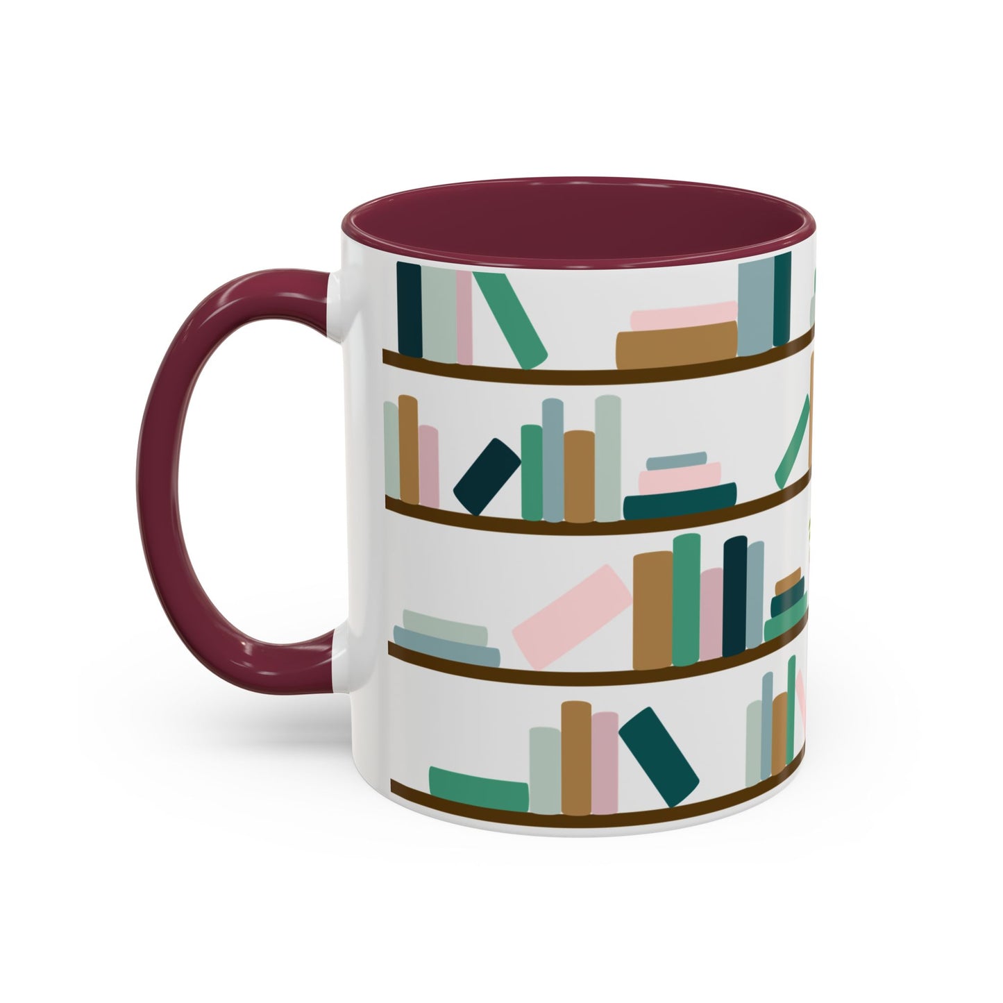 Bookshelf Mug – Two-Tone Ceramic Book Lover Coffee Mug | Cozy Reading Gift