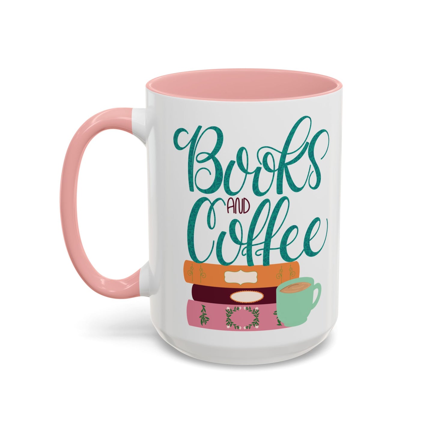 Books and Coffee Mug | 11 oz & 15 oz Ceramic Cup | Cozy Gift for Book Lovers