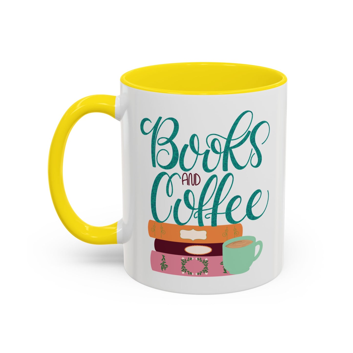 Books and Coffee Mug | 11 oz & 15 oz Ceramic Cup | Cozy Gift for Book Lovers