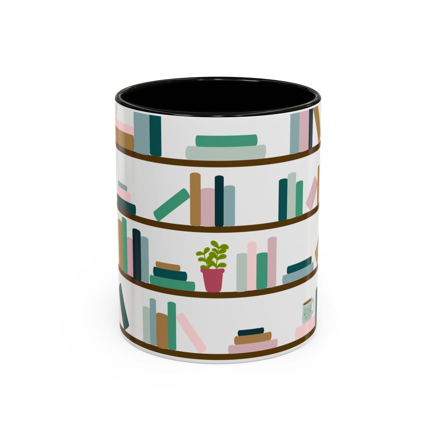 Bookshelf Mug – Two-Tone Ceramic Book Lover Coffee Mug | Cozy Reading Gift