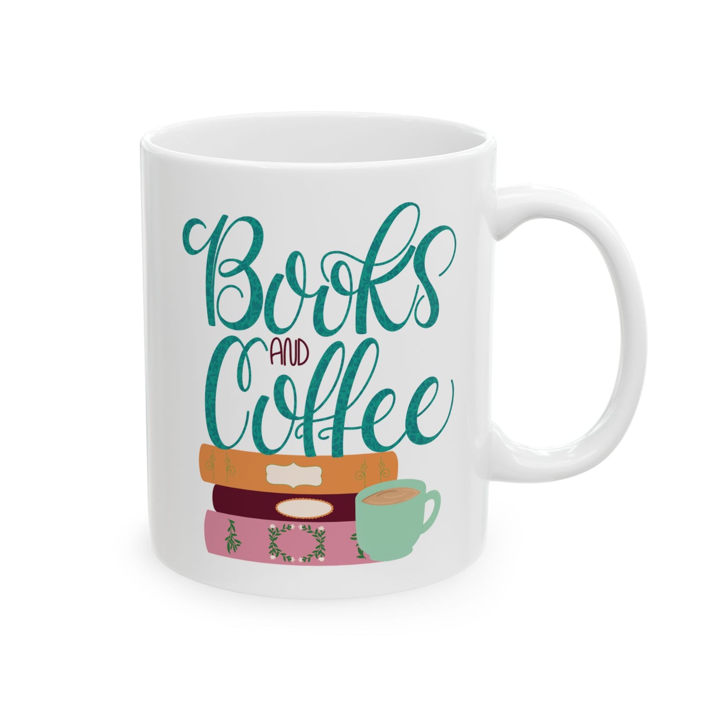 Books and Coffee Mug | Cozy Book Lover Gift | Reading and Coffee Cup