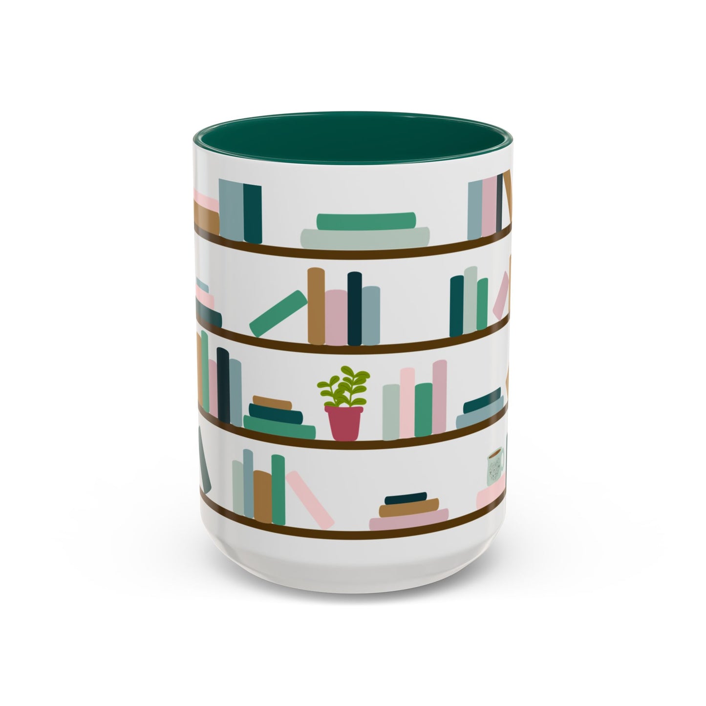 Bookshelf Mug – Two-Tone Ceramic Book Lover Coffee Mug | Cozy Reading Gift