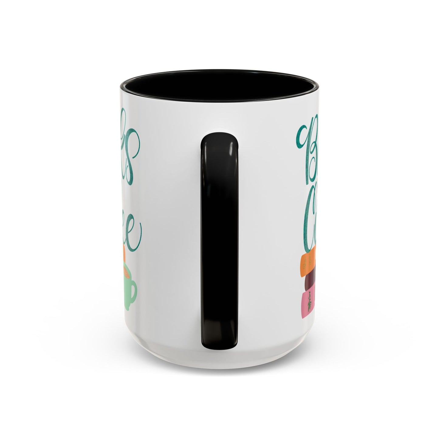 Books and Coffee Mug | 11 oz & 15 oz Ceramic Cup | Cozy Gift for Book Lovers