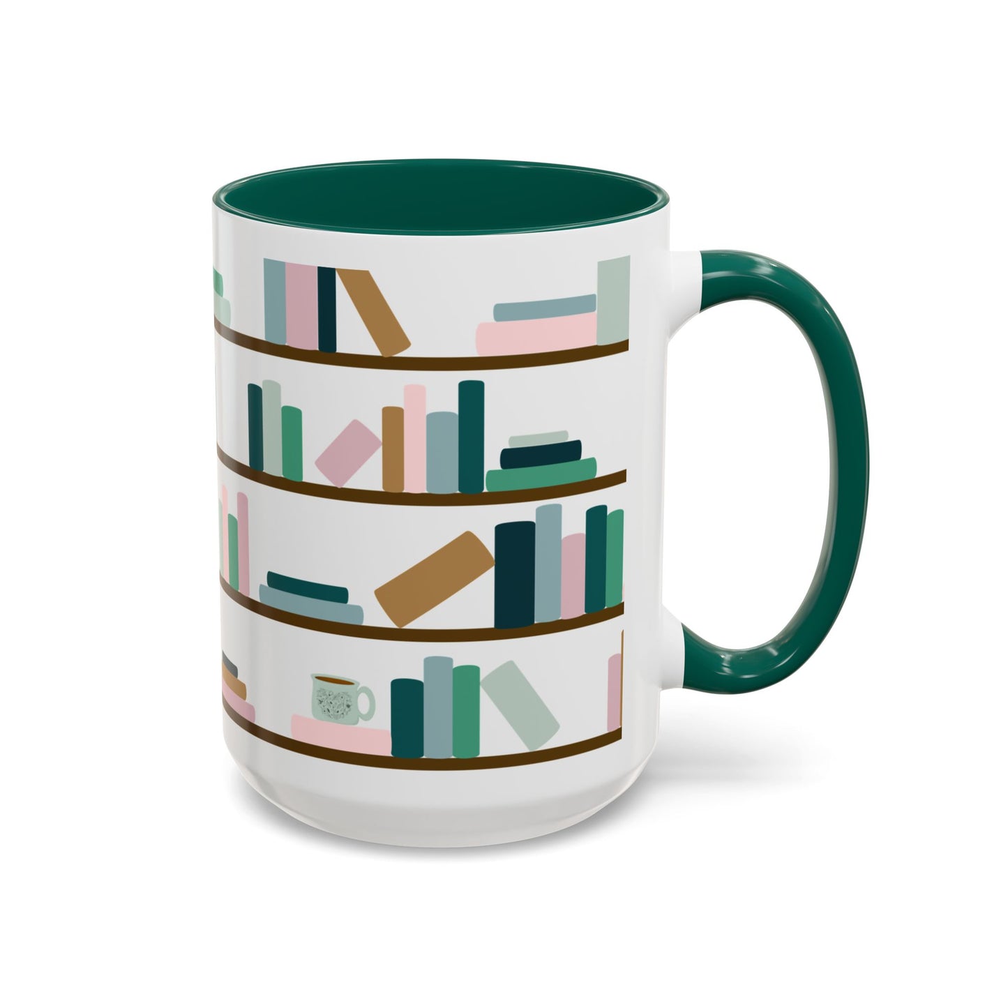 Bookshelf Mug – Two-Tone Ceramic Book Lover Coffee Mug | Cozy Reading Gift