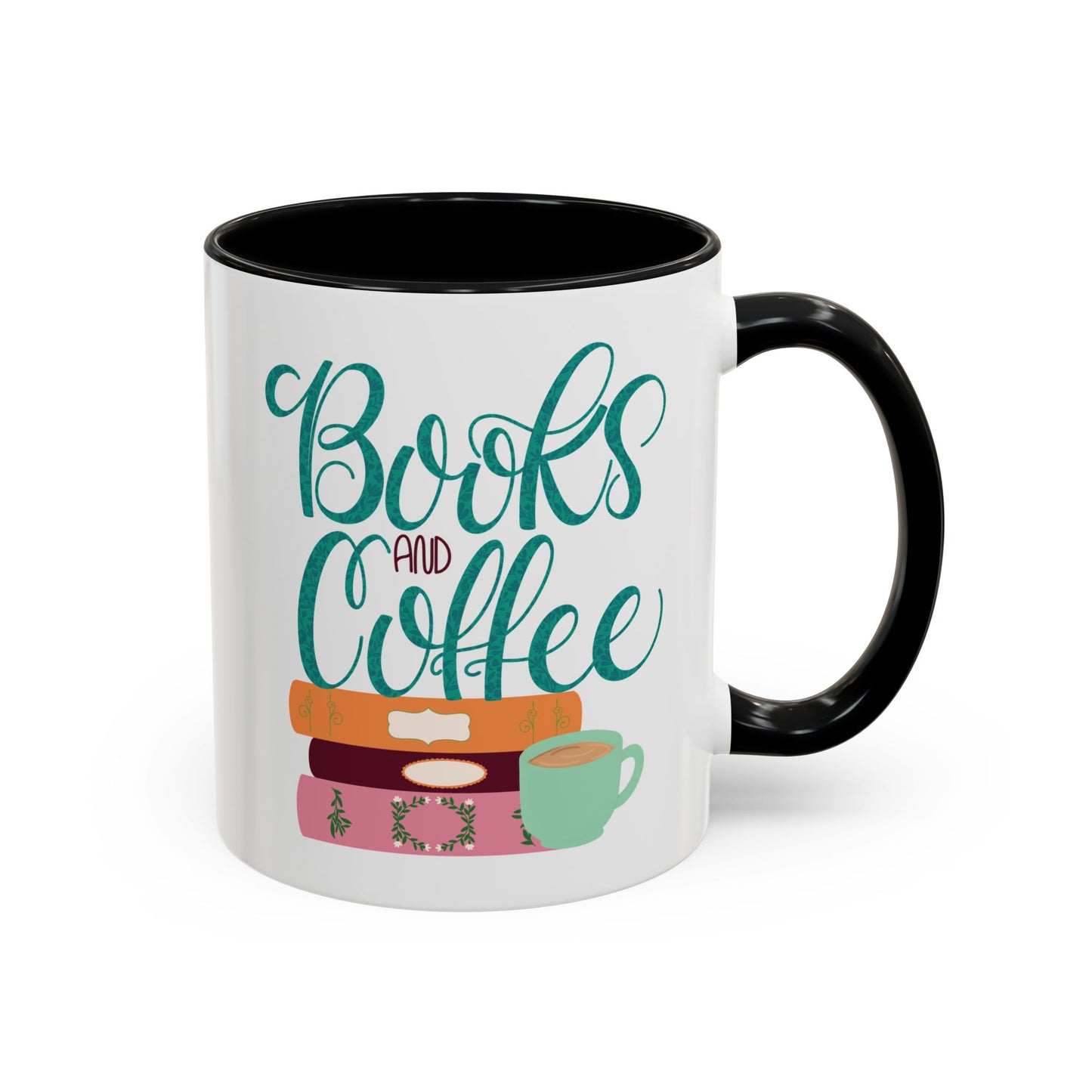 Books and Coffee Mug | 11 oz & 15 oz Ceramic Cup | Cozy Gift for Book Lovers