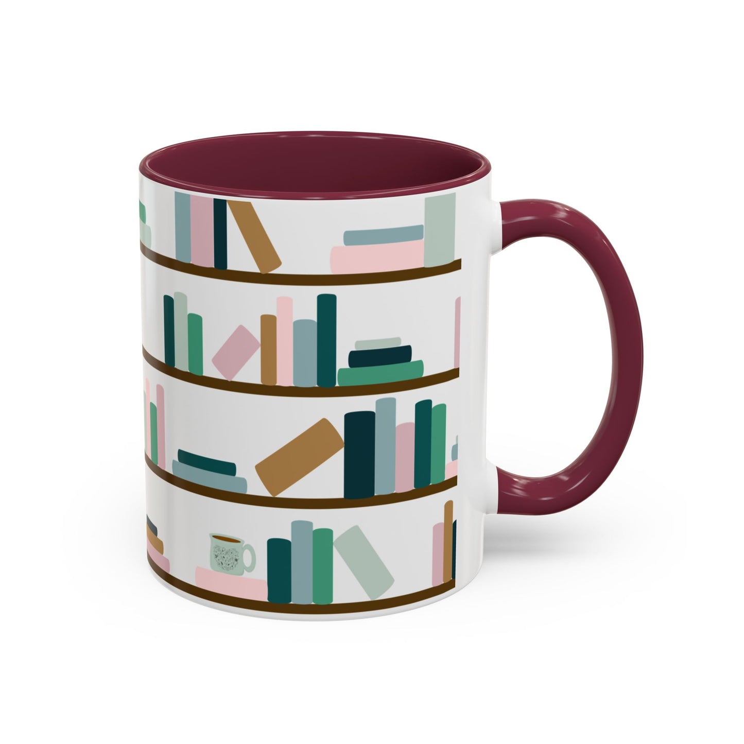 Bookshelf Mug – Two-Tone Ceramic Book Lover Coffee Mug | Cozy Reading Gift
