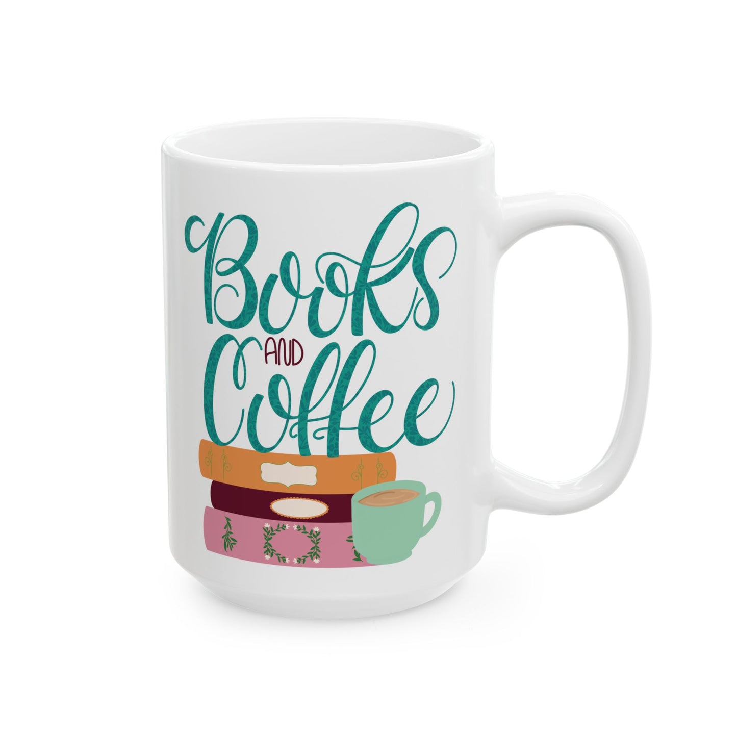 Books and Coffee Mug | Cozy Book Lover Gift | Reading and Coffee Cup