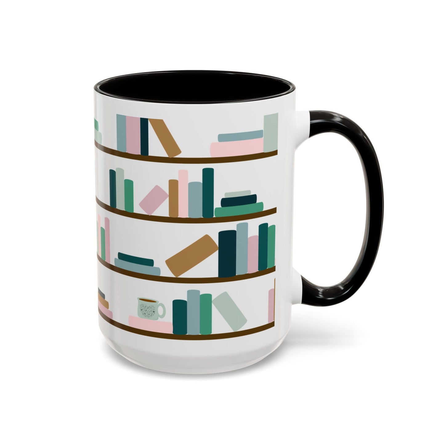 Bookshelf Mug – Two-Tone Ceramic Book Lover Coffee Mug | Cozy Reading Gift