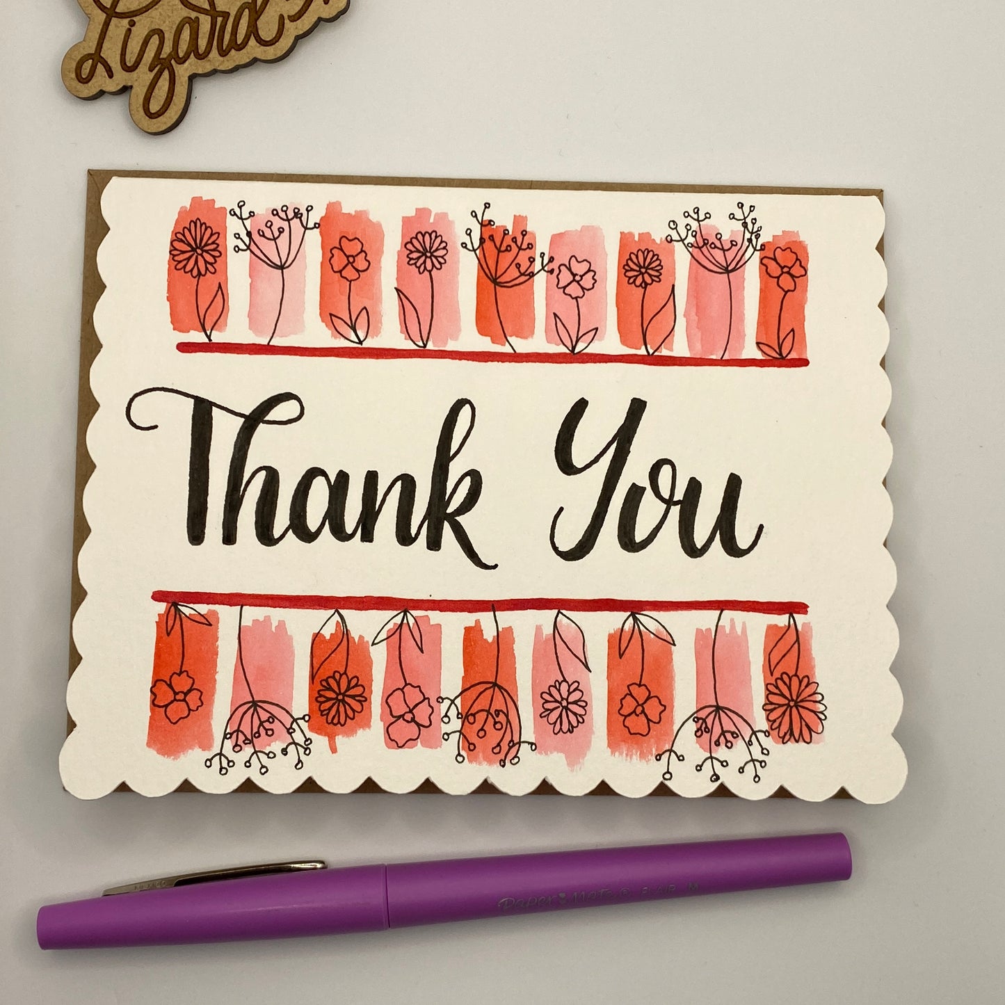 Floral Border Thank You Note