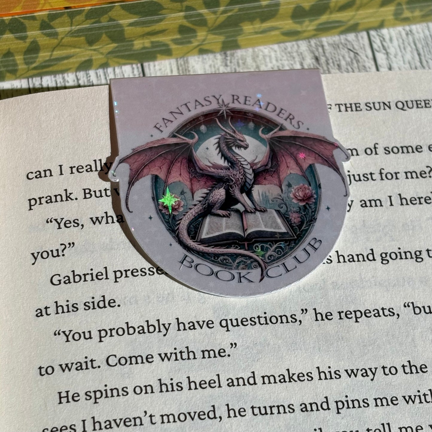 Fantasy Readers Book Club Magnetic Bookmark – Dragon & Book Design