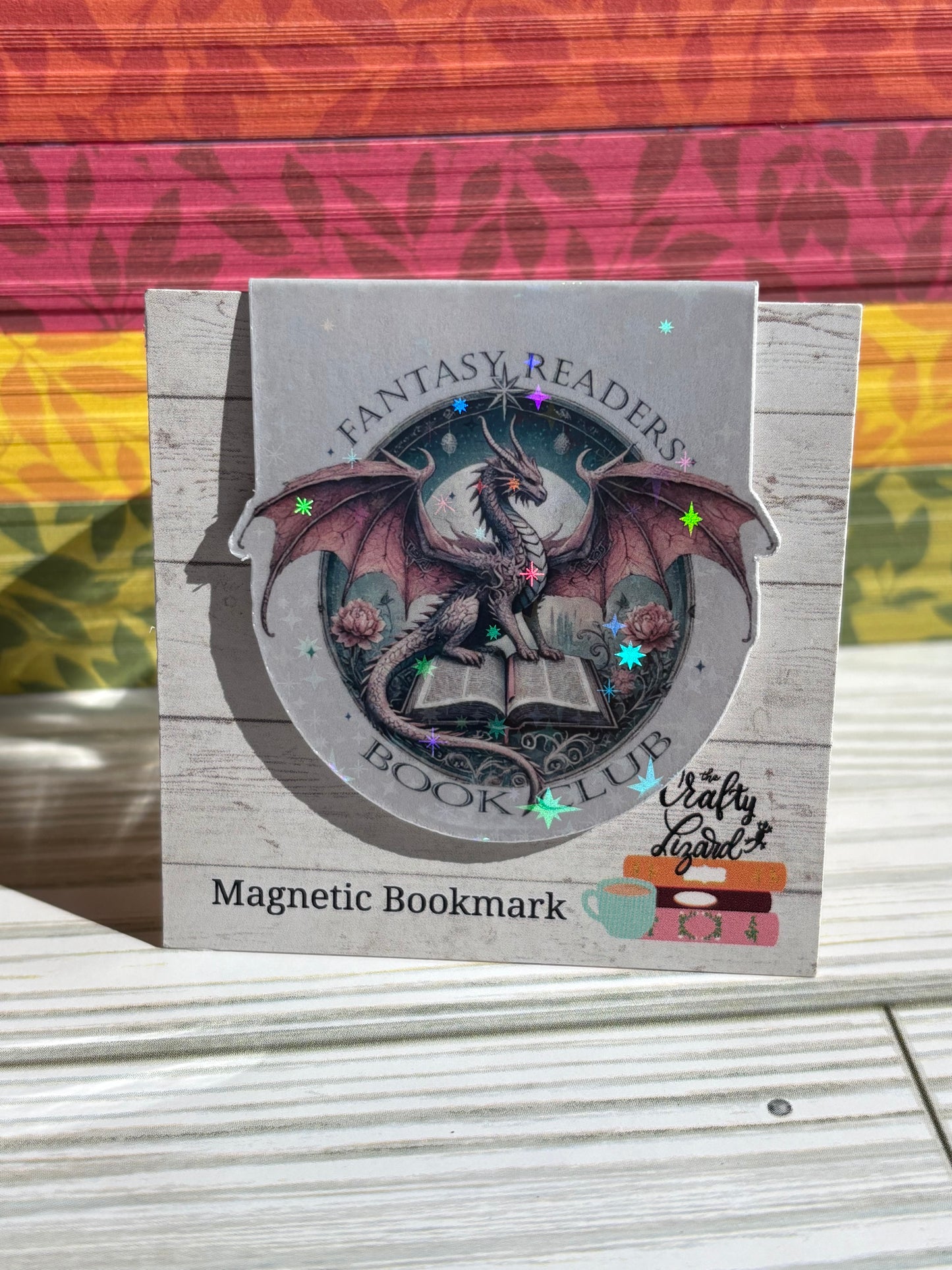 Fantasy Readers Book Club Magnetic Bookmark – Dragon & Book Design