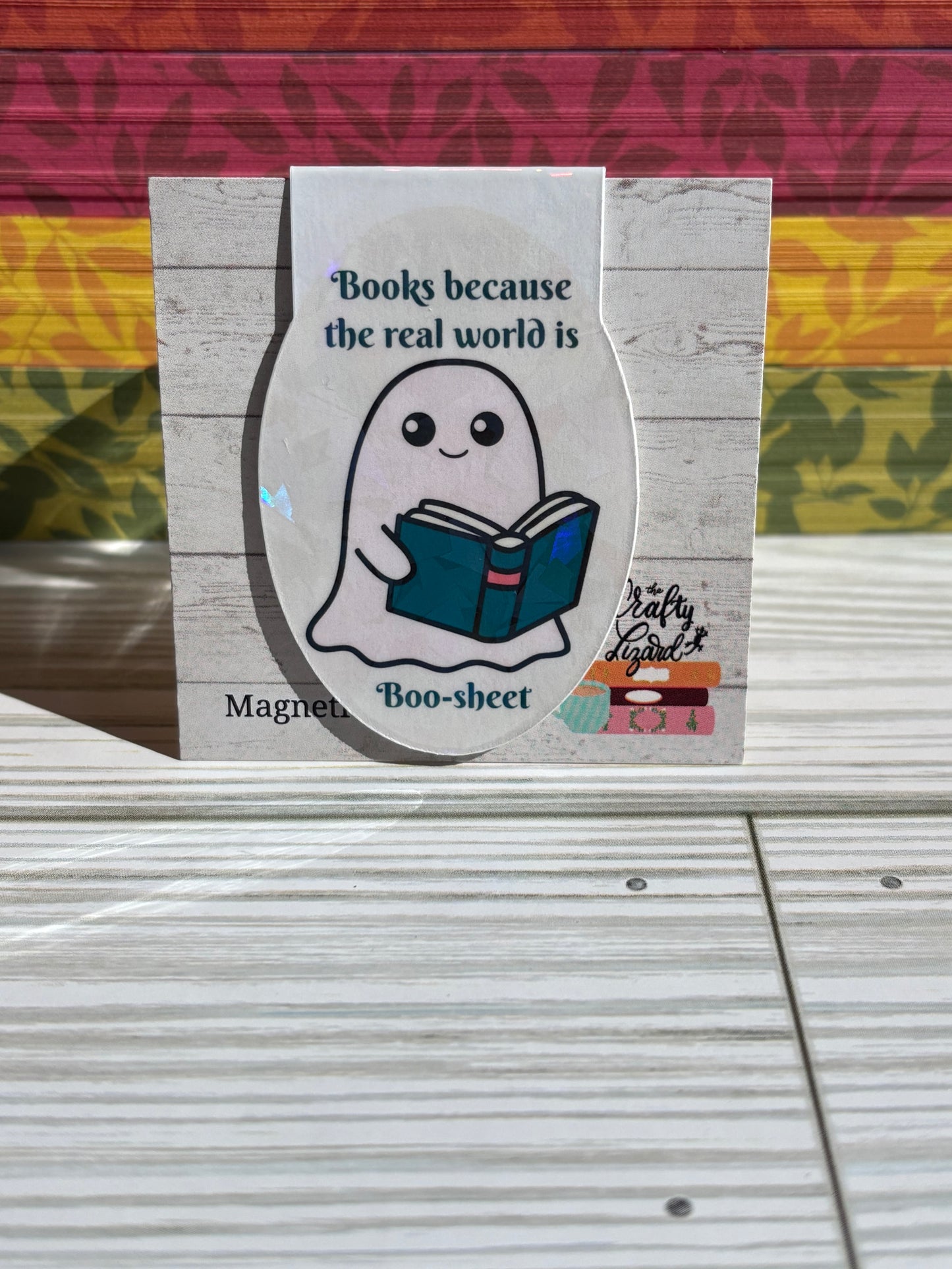 “Books Because the Real World is Boo-sheet” Ghost Magnetic Bookmark – Funny Spooky Bookish Gift