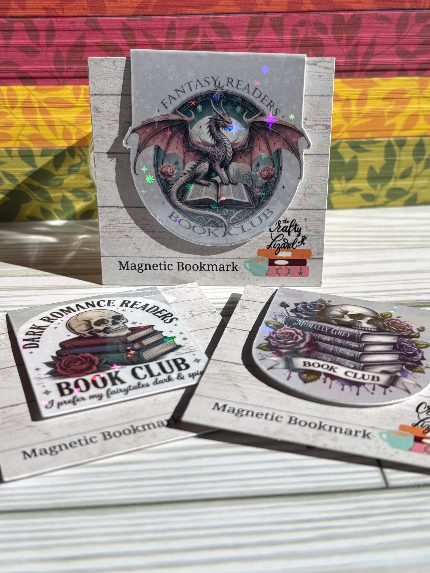 Fantasy Readers Book Club Magnetic Bookmark – Dragon & Book Design