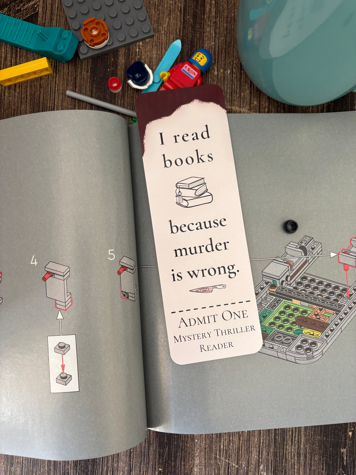 I Read Books Because Murder Is Wrong Bookmark | Mystery Thriller Reader Bookmark | Funny Bookish Gift