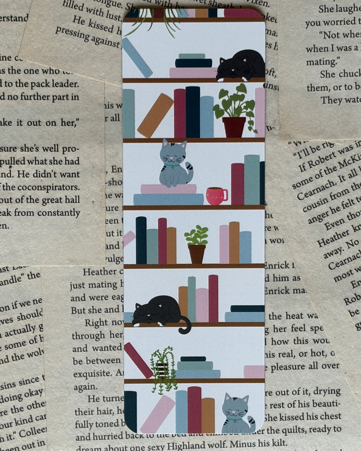 Cats Between the Stacks Bookmark | Cat & Bookshelf Bookish Bookmark for Readers