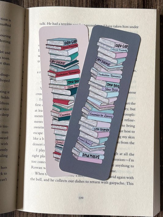 Romance Trope Book Stack Bookmark