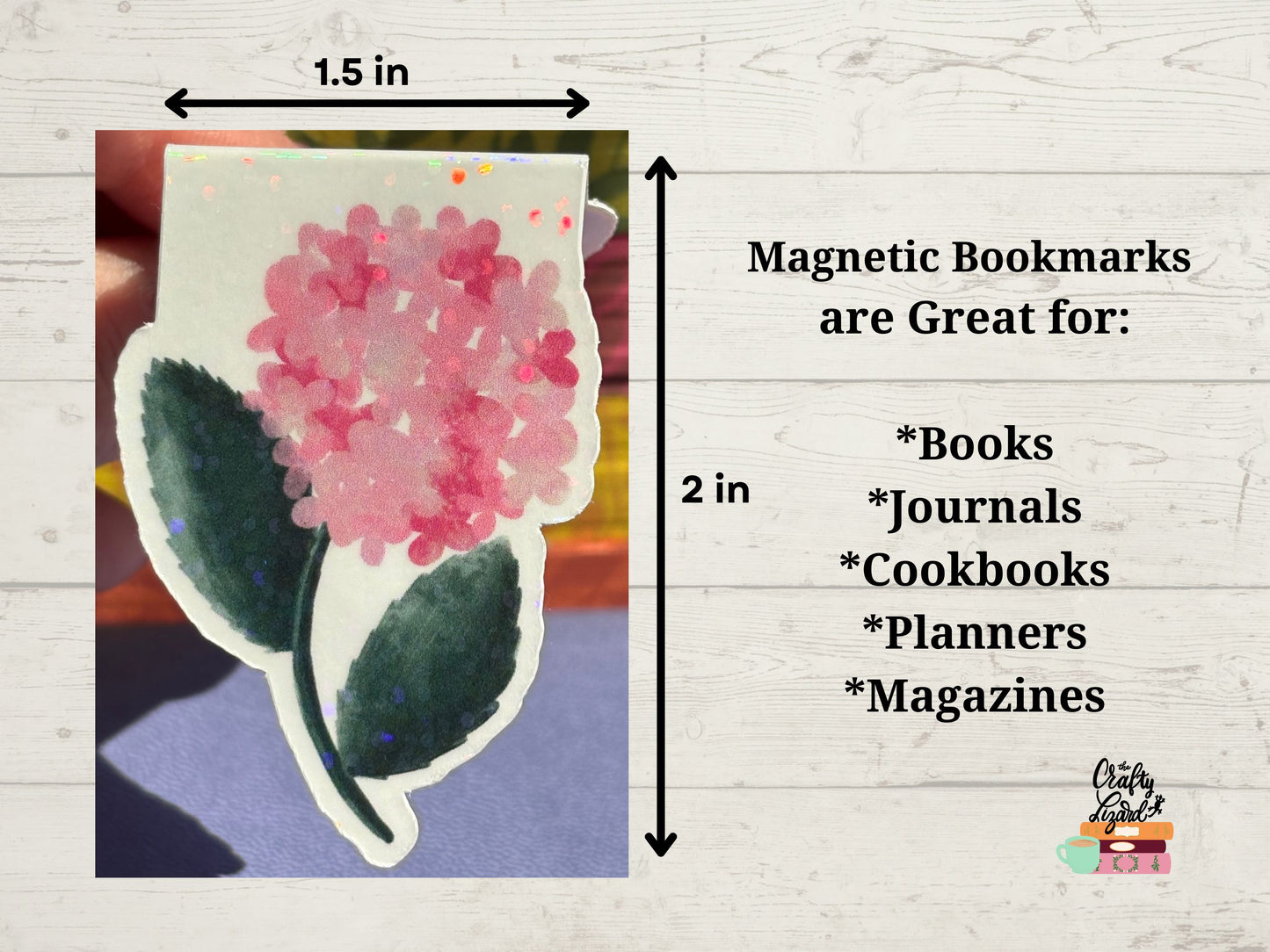 Hydrangea Magnetic Bookmarks – Original Hand-Drawn Design in 3 Colors