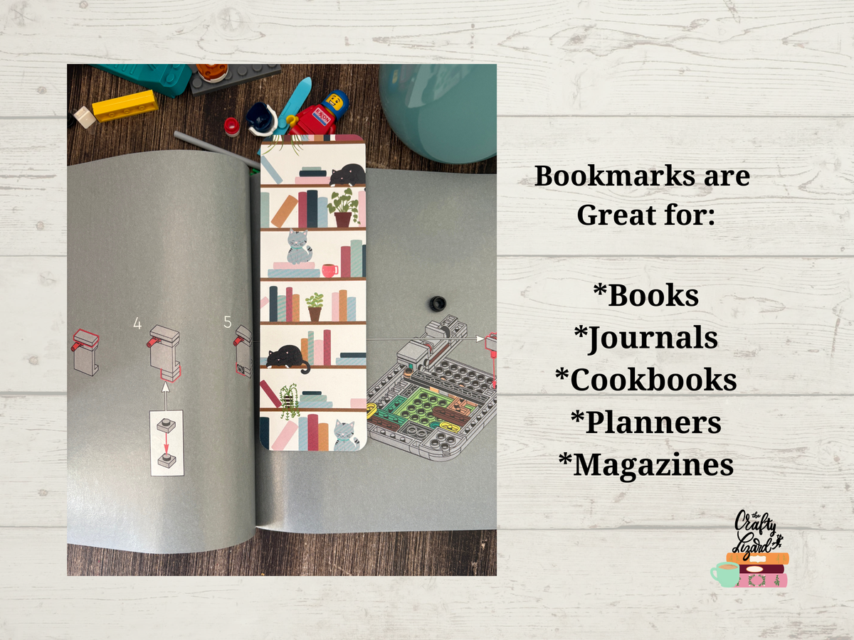 Cats Between the Stacks Bookmark | Cat & Bookshelf Bookish Bookmark for Readers