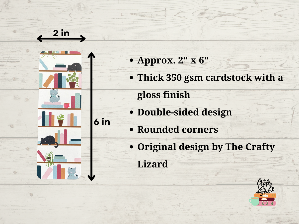 Cats Between the Stacks Bookmark | Cat & Bookshelf Bookish Bookmark for Readers