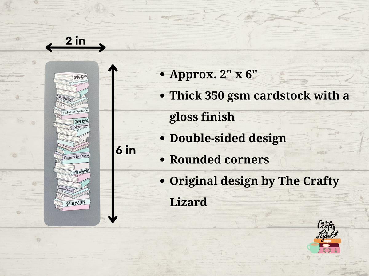 Romance Trope Book Stack Bookmark